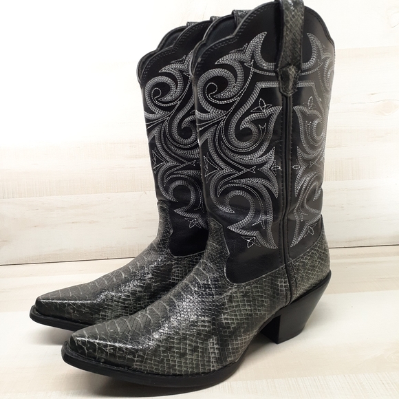 Durango Crush Western Scallop Faux Snake Boots Women's 9.5 M Black - Picture 2 of 10